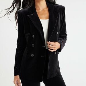 Sofia by Sofia Vergara double breasted black velvet blazer jacket size large